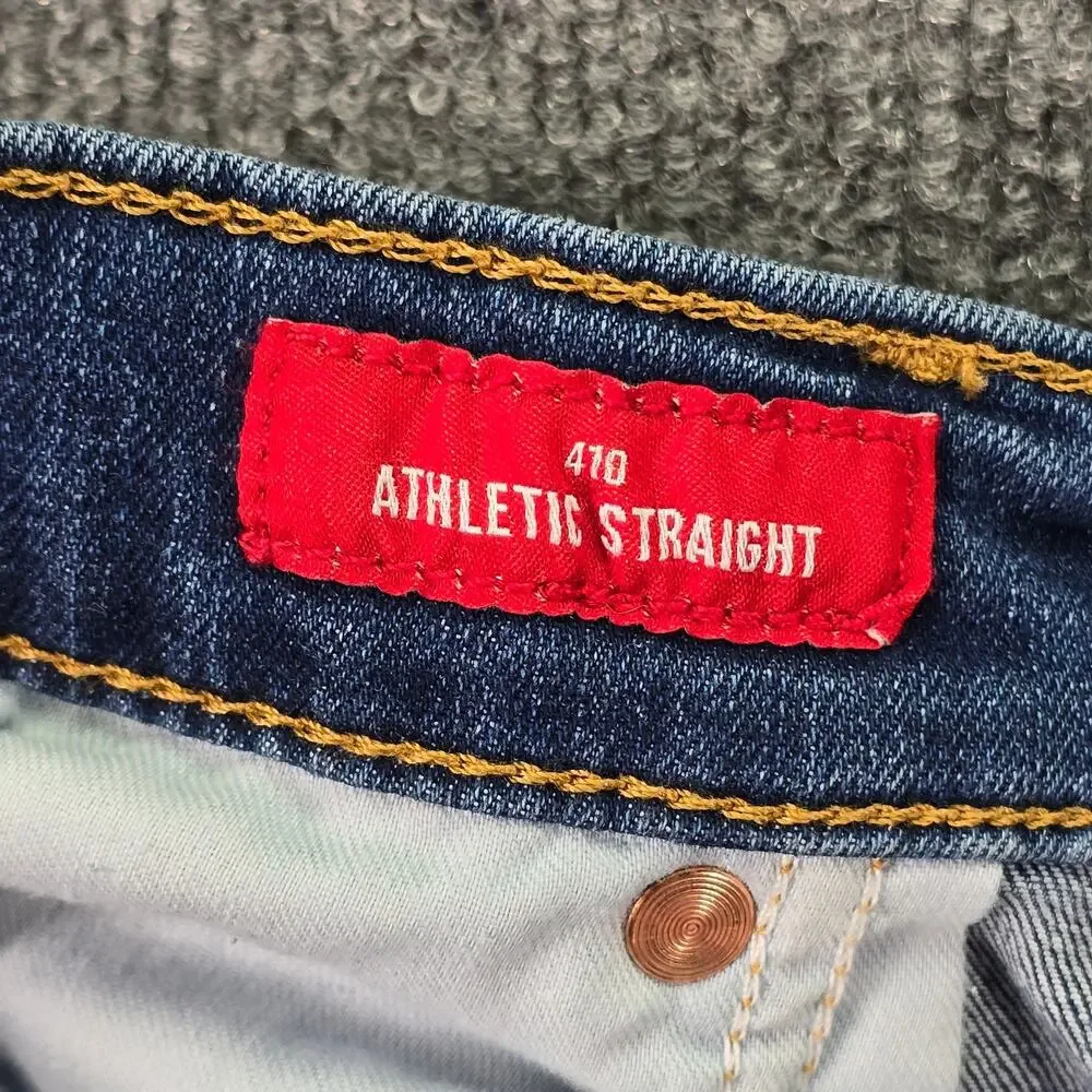 Lucky Brand 410 Jeans 36x34 Medium Wash Blue Denim Athletic Straight Leg Stretch